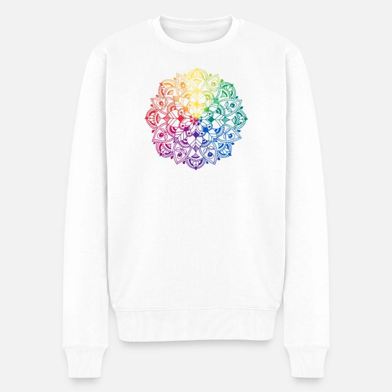 Mandala de fleurs - Pull Premium bio Homme - blanc