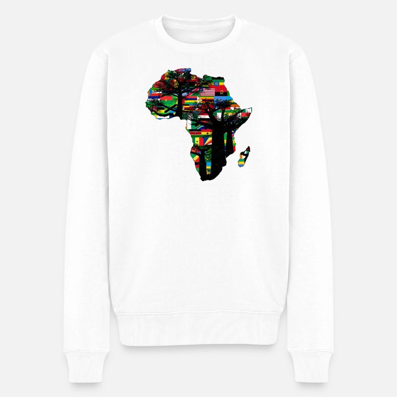 afrique baobab et drapeaux - Pull Premium bio Homme - blanc