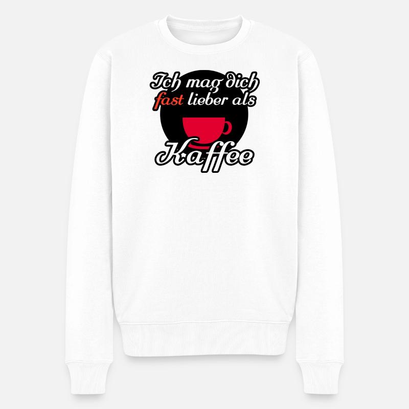 Kaffee Liebe Freunde Kollegen Sprüche - Männer Premium Bio Pullover - Weiß