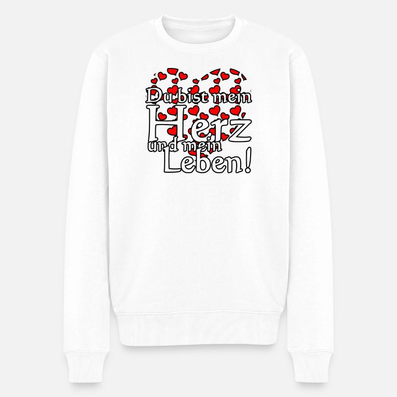 Herz Liebe Valentinstag Paar Partner Sprüche - Männer Premium Bio Pullover - Weiß