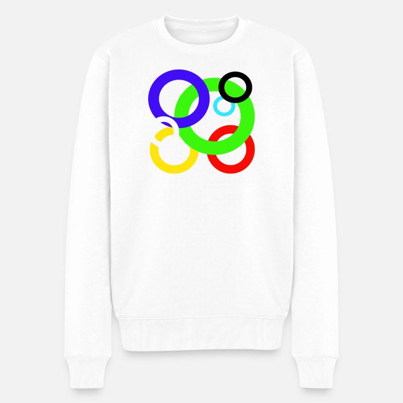 Design Farbige Ringe - Männer Premium Bio Pullover - Weiß