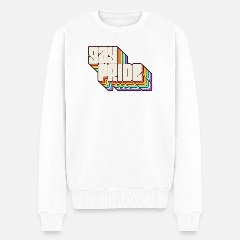 Gay Pride Regenbogen Schatten Statement - Männer Premium Bio Pullover - Weiß