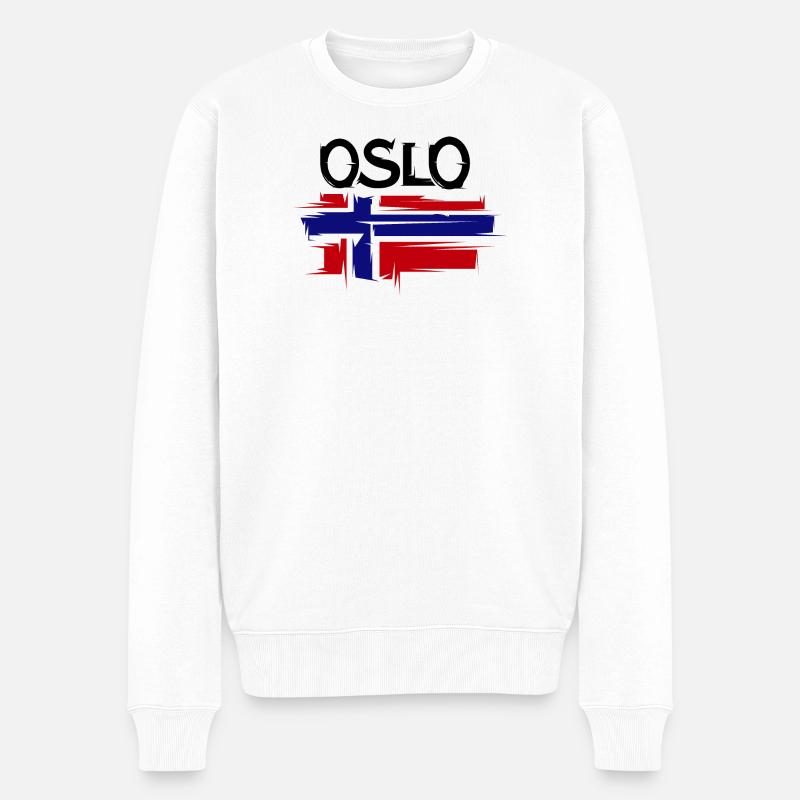 Oslo Norwegen Logo Illustration Skandinavien - Männer Premium Bio Pullover - Weiß