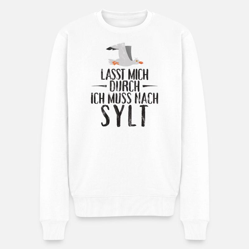 Lasst mich durch ich muss nach Sylt Möwe - Männer Premium Bio Pullover - Weiß