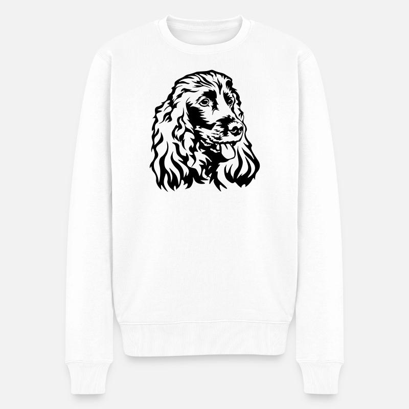 Cocker Spaniel Kopf - Männer Premium Bio Pullover - Weiß