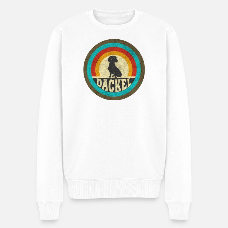 Dackel Vintage Design / Geschenkidee - Männer Premium Bio Pullover - Weiß