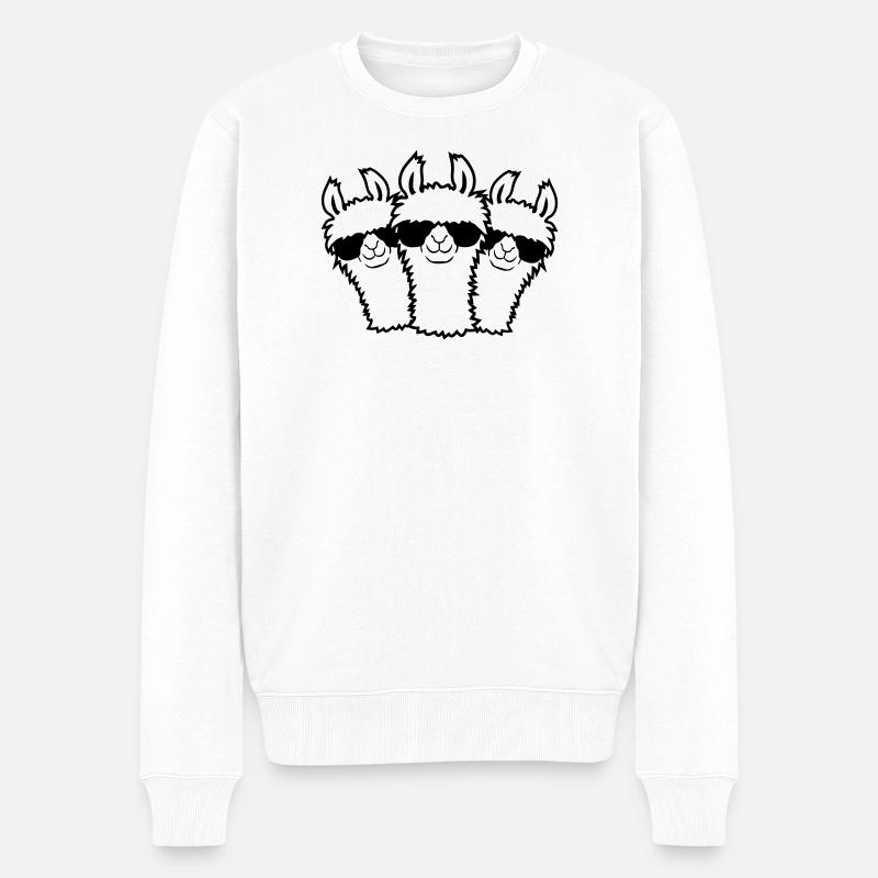 Team 3 Lama - Männer Premium Bio Pullover - Weiß