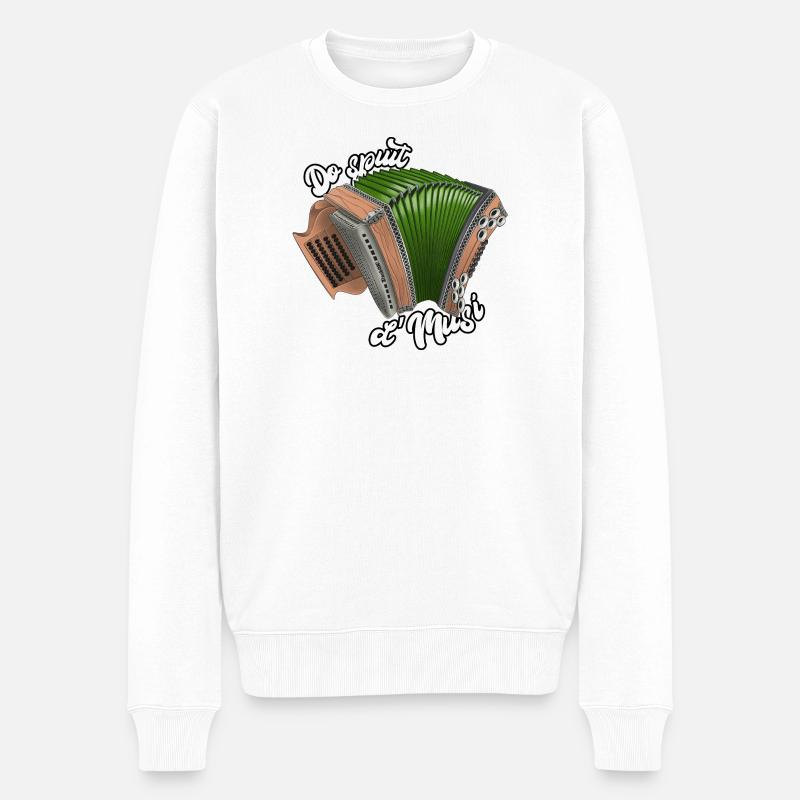 Steirische Harmonika Do spuit d'Musi | Ziach ON! - Männer Premium Bio Pullover - Weiß