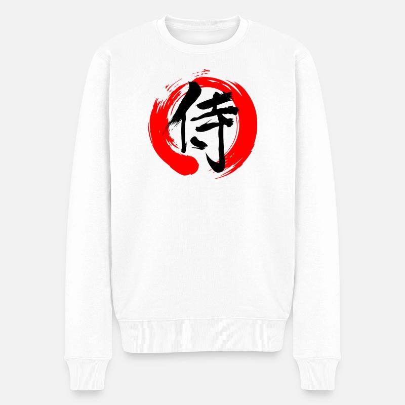Samouraï en signe zen - Pull Premium bio Homme - blanc