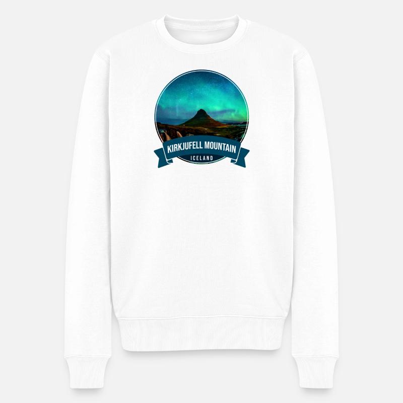 Kirkjufell Aurora Iceland - Männer Premium Bio Pullover - Weiß