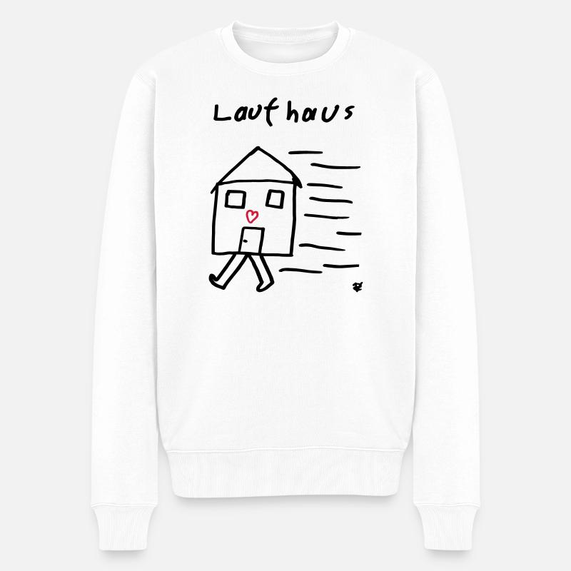 Laufhaus - Männer Premium Bio Pullover - Weiß