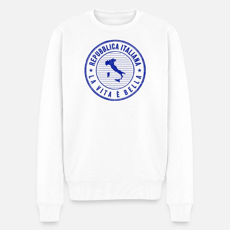 Italienische Lebenskunst Stempel - Männer Premium Bio Pullover - Weiß