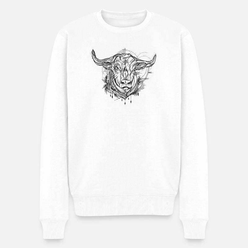 Sternzeichen Stier - Männer Premium Bio Pullover - Weiß