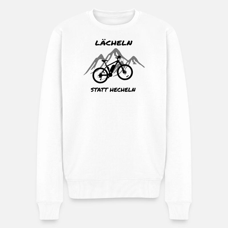Ebike - Lächeln statt Hecheln - Männer Premium Bio Pullover - Weiß