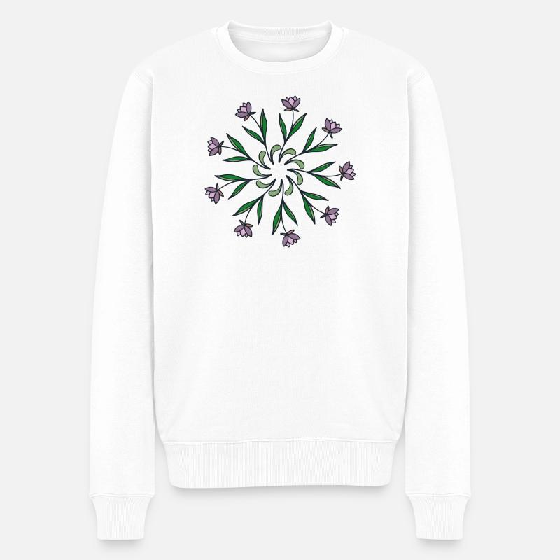 Flowers, Blumen, Rosette - Männer Premium Bio Pullover - Weiß