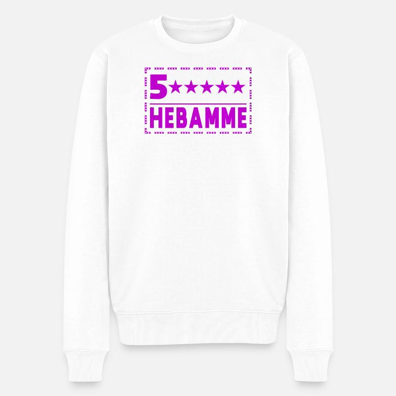 5-Sterne Hebamme – Vertrauen & Qualität - Männer Premium Bio Pullover - Weiß