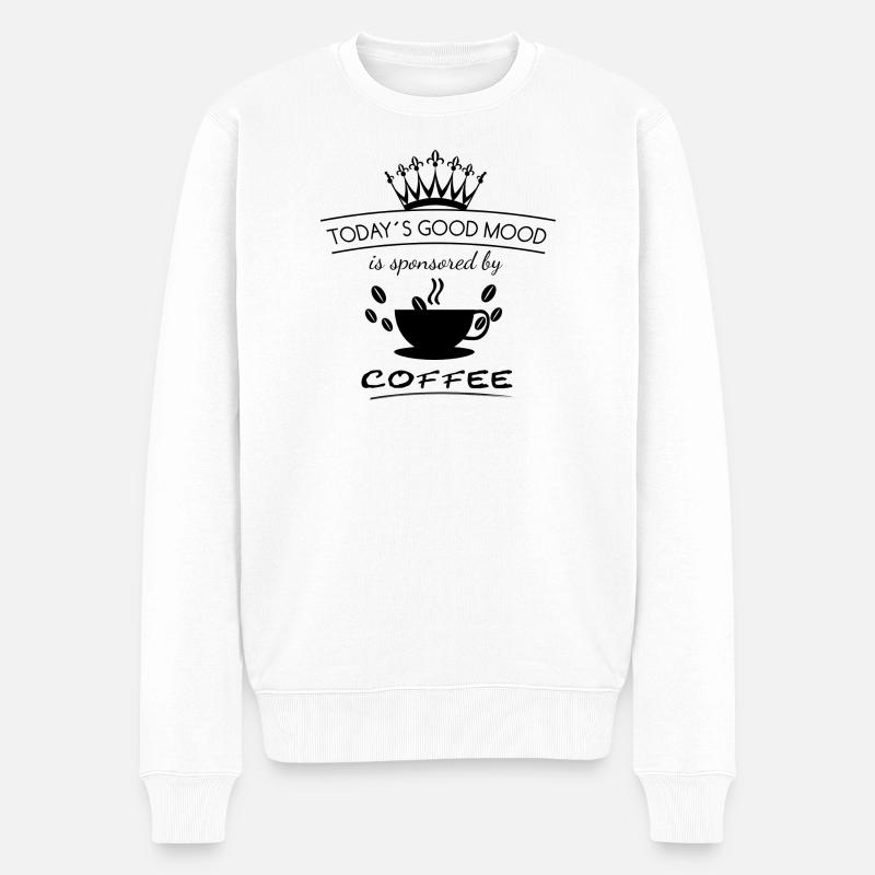 Gute Laune Kaffee | Good Mood - Männer Premium Bio Pullover - Weiß