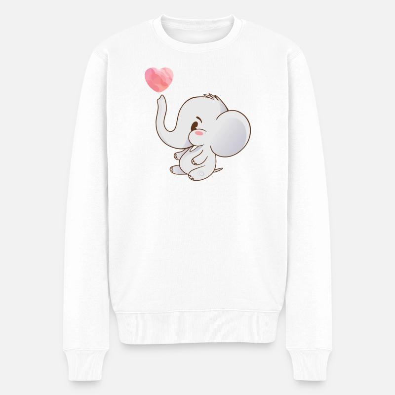 Lanceur de cœur Motifs d’éléphant - Pull Premium bio Homme - blanc