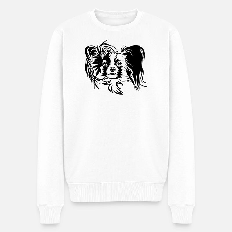 Papillon Kopf - Männer Premium Bio Pullover - Weiß