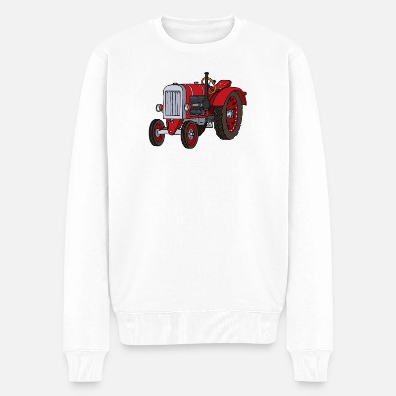 Roter Trecker - Männer Premium Bio Pullover - Weiß