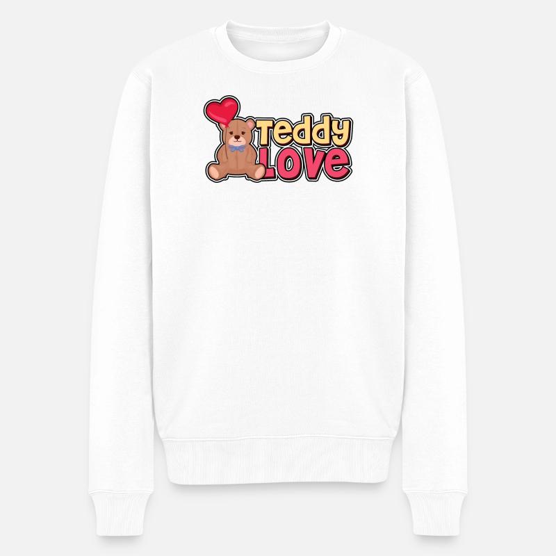 Teddy Liebe - Bär - Bären - Männer Premium Bio Pullover - Weiß