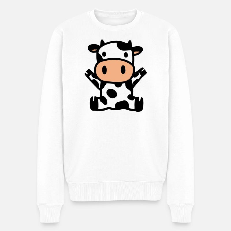 Kuh Kühe - Männer Premium Bio Pullover - Weiß