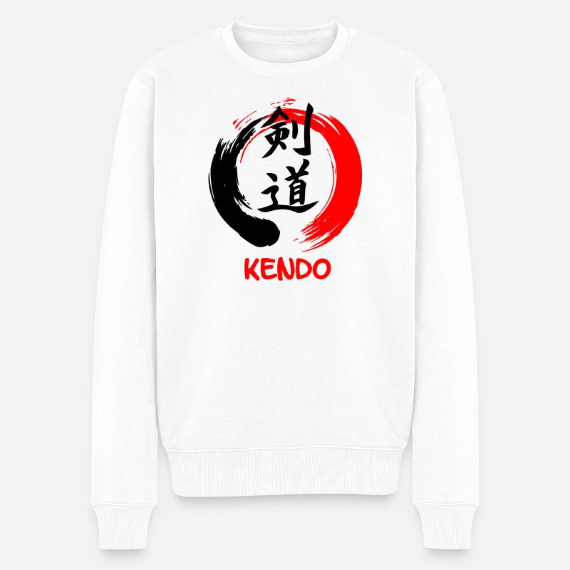 Kendo im Enso-Zen-Kreis - Männer Premium Bio Pullover - Weiß