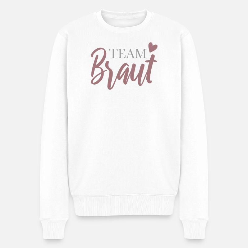 Team Braut mit Herz - Männer Premium Bio Pullover - Weiß