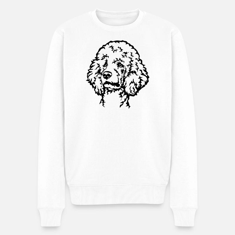 Pudel Kopf - Männer Premium Bio Pullover - Weiß