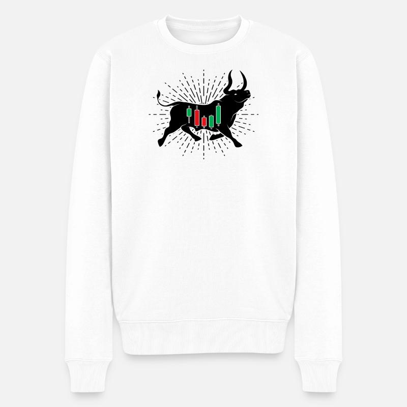 Aktien Bulle - Männer Premium Bio Pullover - Weiß