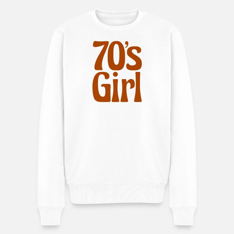 70s GIRL Siebziger Jahre 70s 70er - Männer Premium Bio Pullover - Weiß