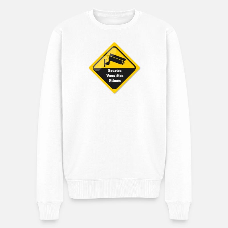 Souriez Vous êtes filmés - Pull Premium bio Homme - blanc
