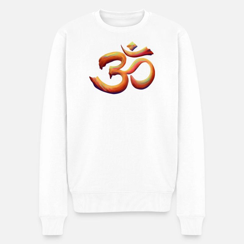 Om Regenbogenbürste - Männer Premium Bio Pullover - Weiß