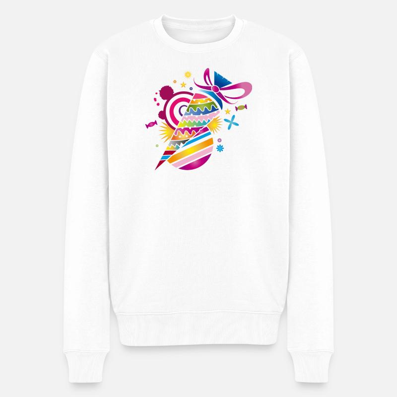 kunterbunte gemusterte Schultüte zur Einschulung - Männer Premium Bio Pullover - Weiß