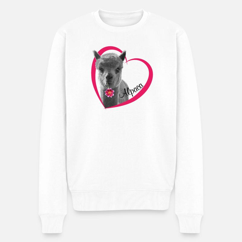 J’adore Alpaca. I love Alpaca - Pull Premium bio Homme - blanc
