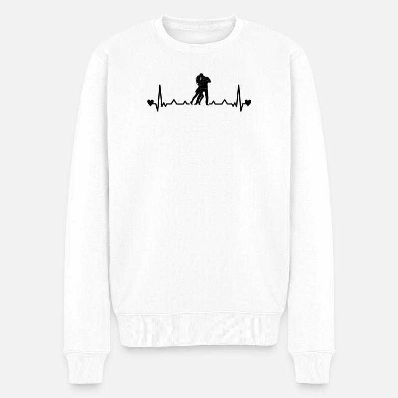 Tango Argentino Heartbeat Tanguera Tanguero - Männer Premium Bio Pullover - Weiß