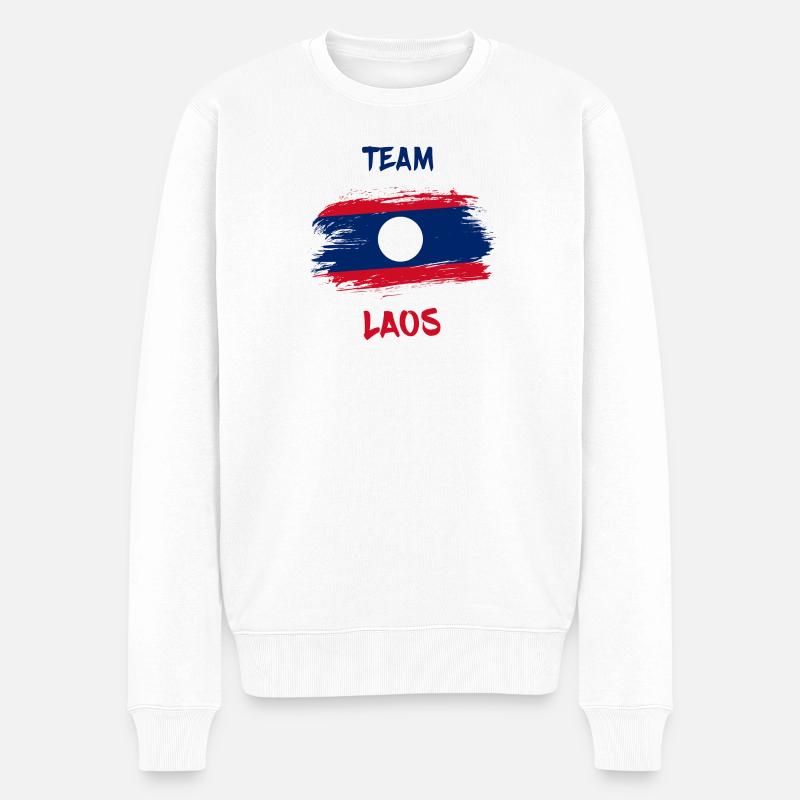 Team Laos Drapeaux Design / Cadeau - Pull Premium bio Homme - blanc