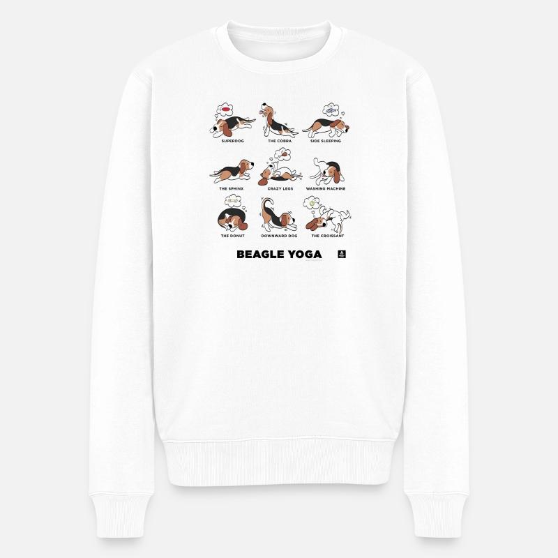BEAGLE YOGA - Pull Premium bio Homme - blanc