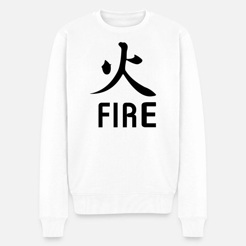 Kanji de feu avec le texte - Pull Premium bio Homme - blanc