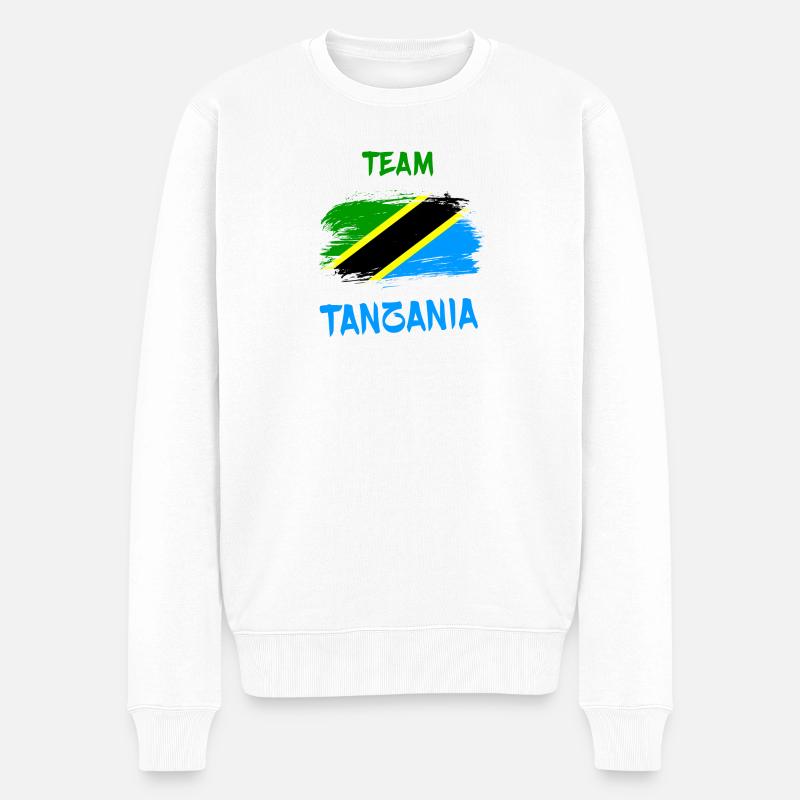 Team Tansania Flaggen Design - Männer Premium Bio Pullover - Weiß