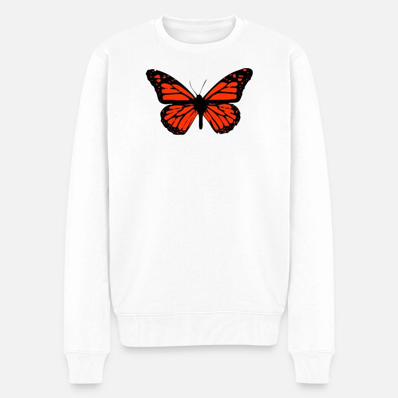 Schmetterling Kunst detailliert, hoher Kontrast - Männer Premium Bio Pullover - Weiß