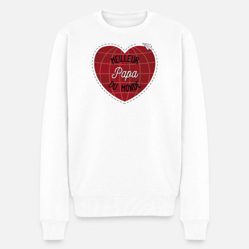 Cœur globe Papa du Monde - Pull Premium bio Homme - blanc