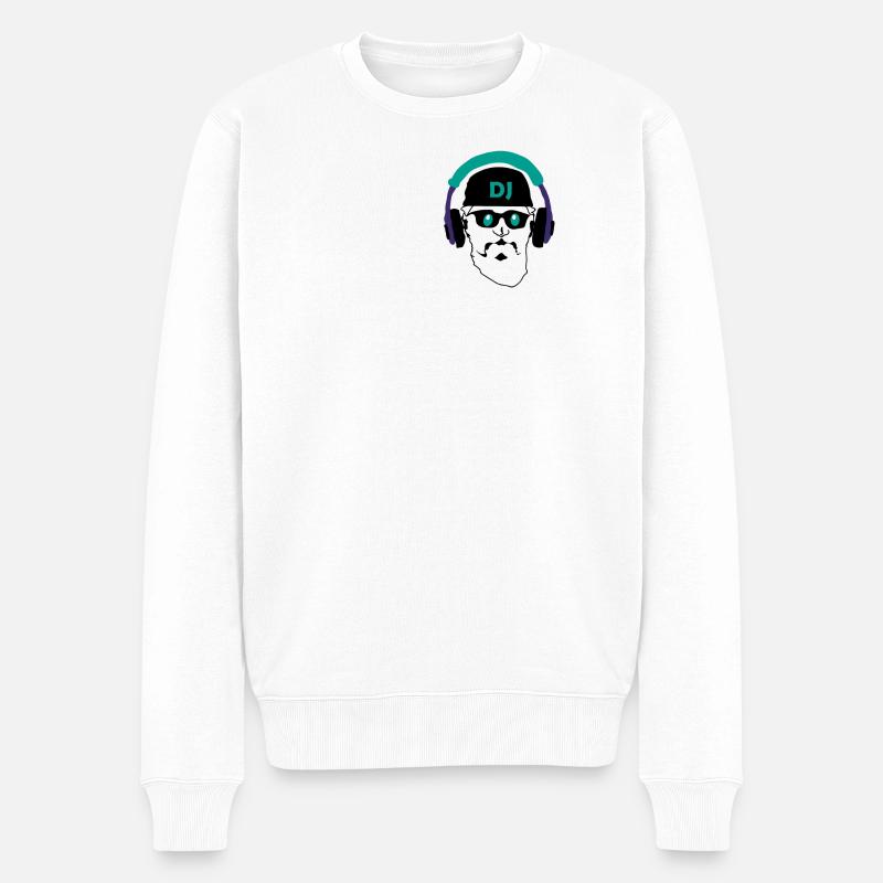 Dessin casque de DJ néon - Pull Premium bio Homme - blanc