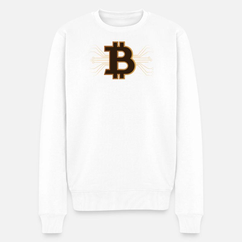 Bitcoin - Braun/Gold Kryptowährung - Männer Premium Bio Pullover - Weiß