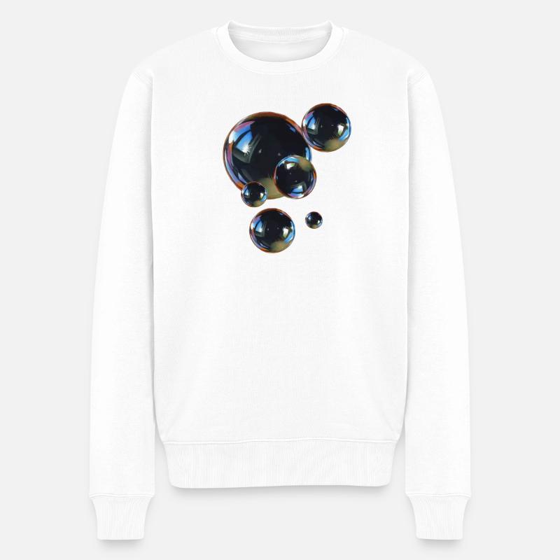 Reflektierende Blasenkunst - Männer Premium Bio Pullover - Weiß