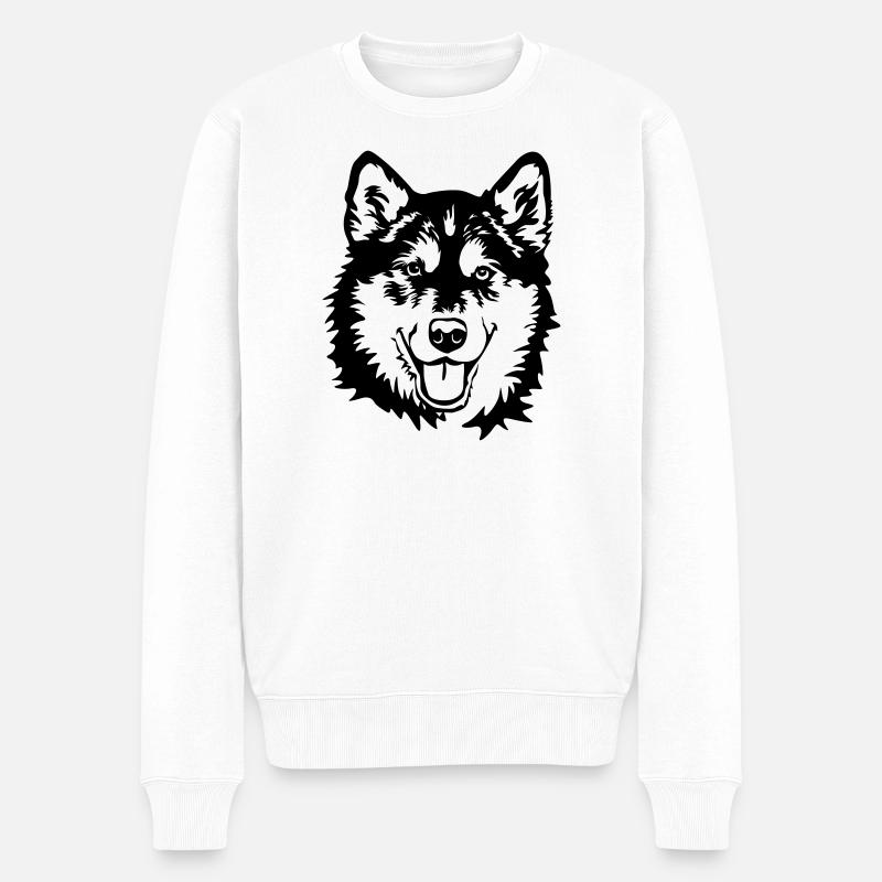 Alaskan Malamute tête - Pull Premium bio Homme - blanc