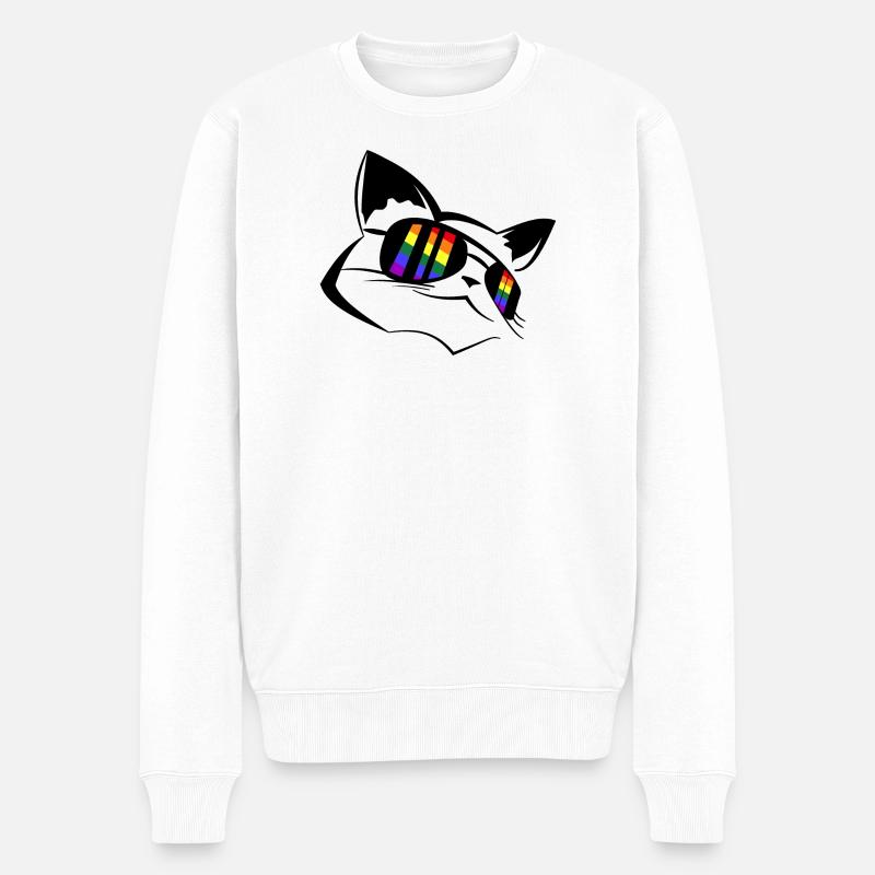 Pride Katze LGBT - Männer Premium Bio Pullover - Weiß
