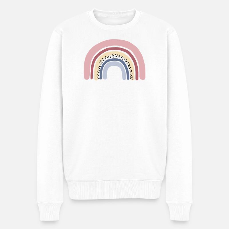 Regenbogen pastel - Männer Premium Bio Pullover - Weiß