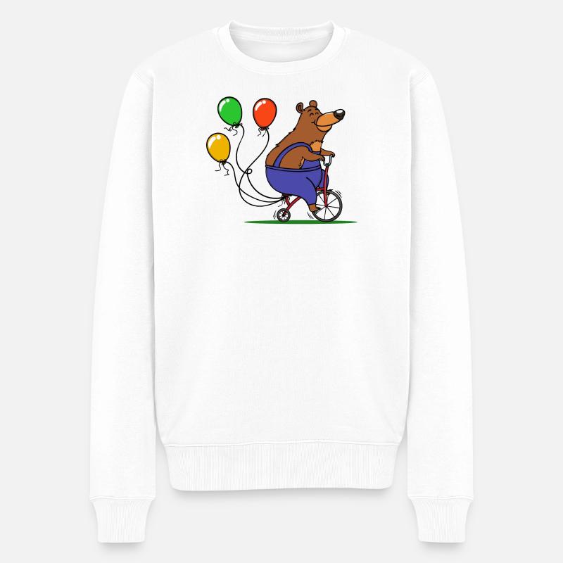 Karneval Fasching Bär Luftballon - Männer Premium Bio Pullover - Weiß