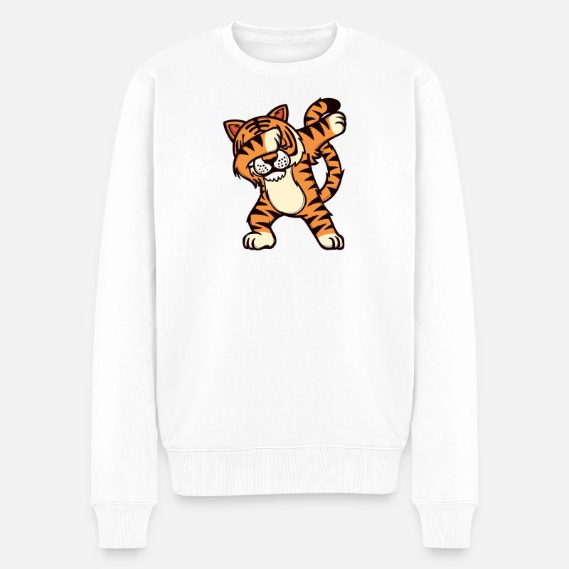 Tier Cool Tiger - Männer Premium Bio Pullover - Weiß